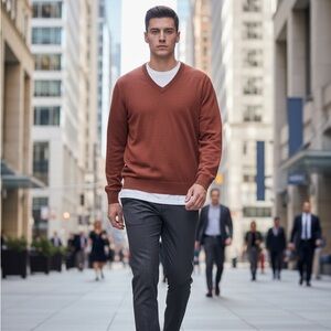 Jos. A. Bank Men's V-Neck Sweater in Rust